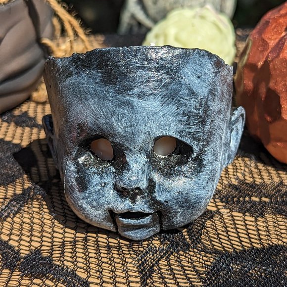 Spider and Fly store Other - Creepy Baby Doll Head Candle Holder with 3 Brain Candles